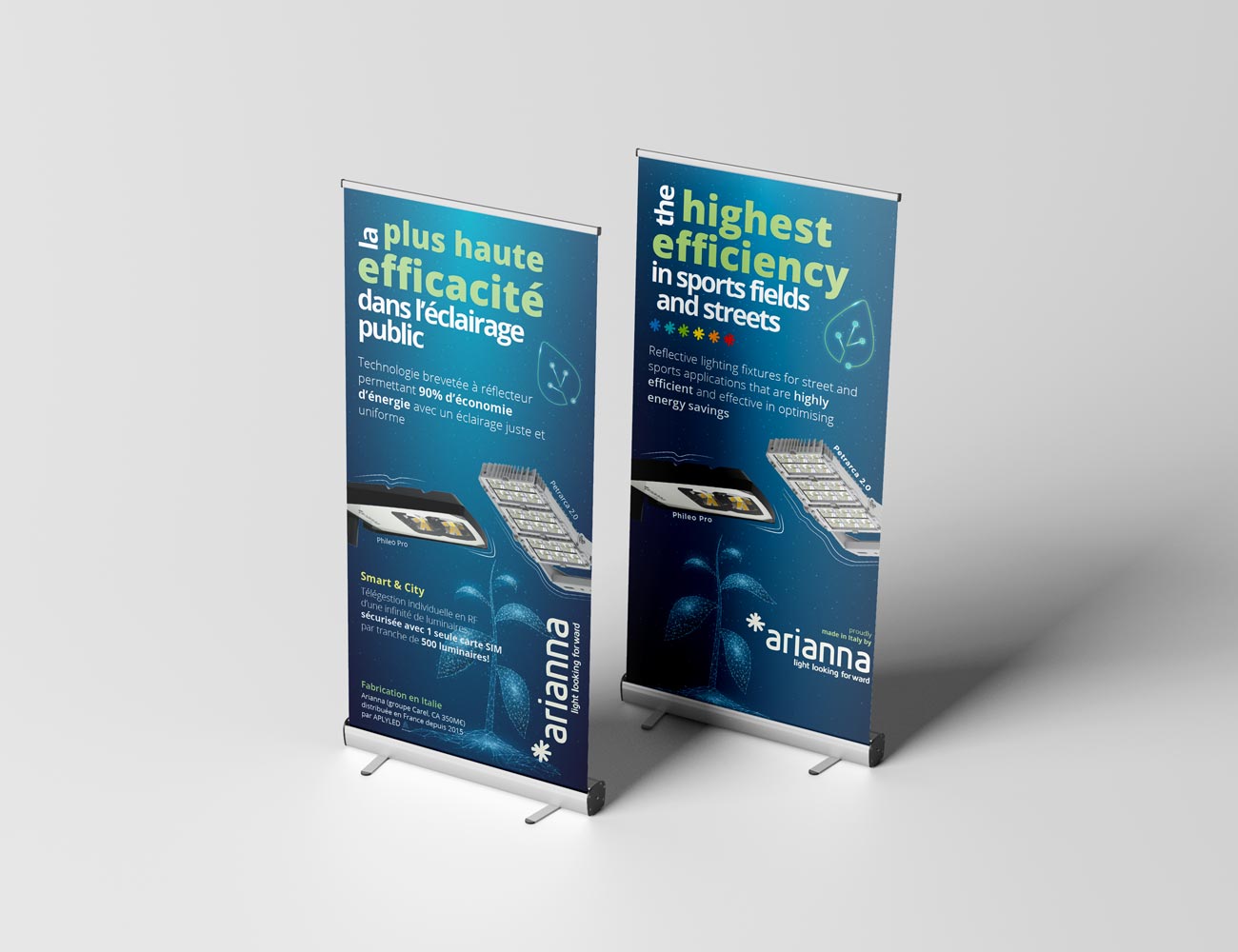 Banner pubblicitari per fiere ed eventi: il design per Arianna LED